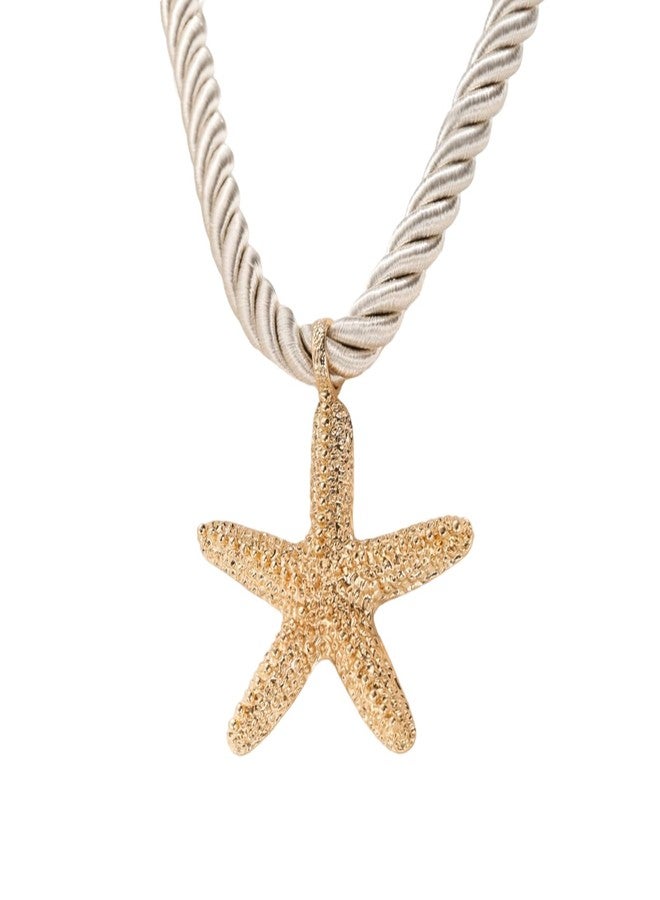 POYAMUSE Elegant Beach-Inspired Starfish Necklace for Women, Chunky Rope Choker Necklace with Gold Starfish Pendant, Seaside Necklace Jewelry for Summer Vacations and Coastal Getaways (C-Gold) - Image 1